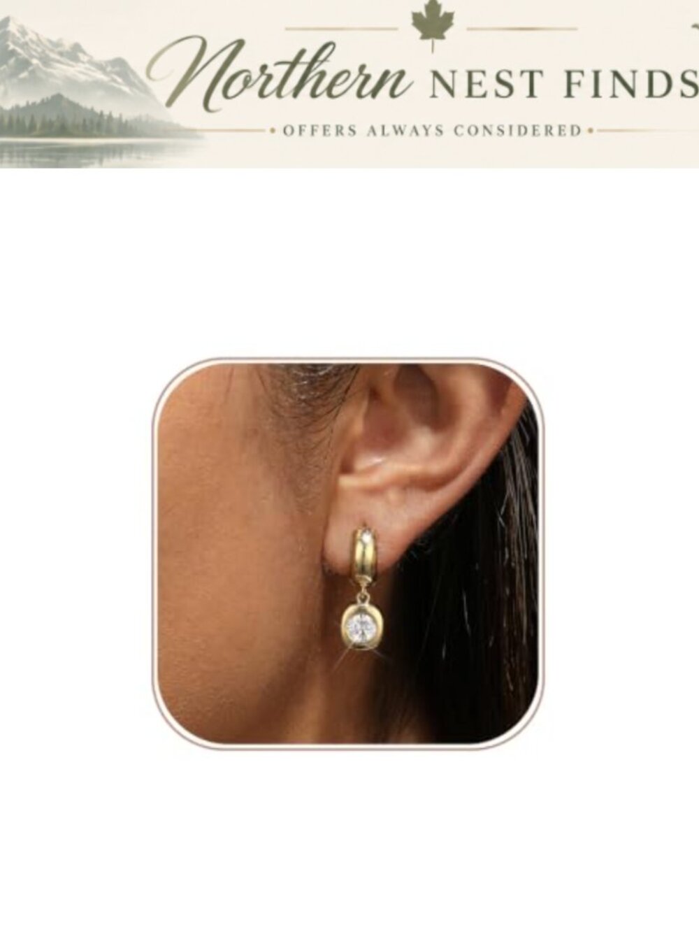 14K Gold Plated Hoop Dangle Earrings CZ Drop Statement